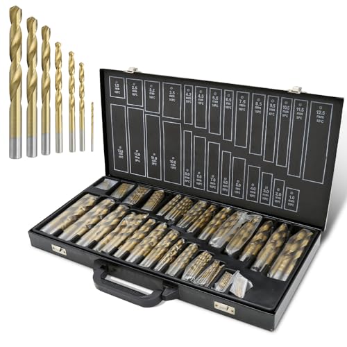 Izrielar 230 Teiliges Metallbohrersortiment, Metallbohrer Set, Spiralbohrer 1-13mm Spiralbohrer Satz Titan beschichtet, Profi-Steinbohrersatz Bohrer Set, Bohrerkassette Bohrersets von Izrielar