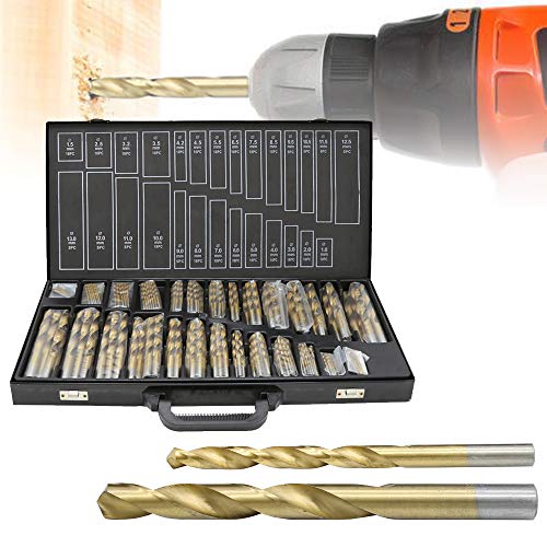 Izrielar 230tlg Metallbohrer Set, Ø1-13mm Spiralbohrer Satz, Titan beschichtet DIN338 Stahlbohrer, Metallbohrersortiment HSS geschliffen, Spiral-Bohrer Holzbohrer Bohrerkassette Bohrer Sets von Izrielar