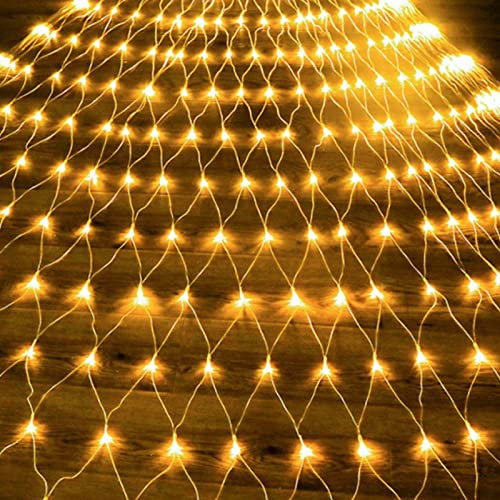 Izrielar 2x LED Lichternetz 2x2m 200LED Lichterkette Warmweiß 8 Modi Lichtervorhang mit Stecker Lichterkettennetz für Innen und Außen Dekoration Lichterketten von Izrielar