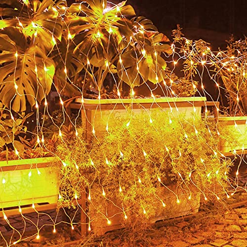 Izrielar 2x Led Lichterkette 3x2m, 200LED Warmweiß Lichternetz, 8 Modi Lichterkettennetz Lichtervorhang mit Stecker Innen und Außen Deko Lichtketten Weihnachtsbeleuchtung von Izrielar