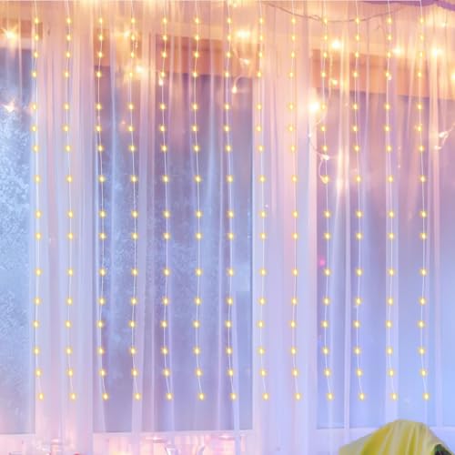 Izrielar 3x3m Lichtervorhang 300leds Lichterketten Vorhang Lichterkettenvorhang 8 Modi mit Timer, wasserdichte LED Weihnachtslicht Fenster Innen Außen Deko, Zimmer, Hochzeit, Ramadan, Farbe von Izrielar