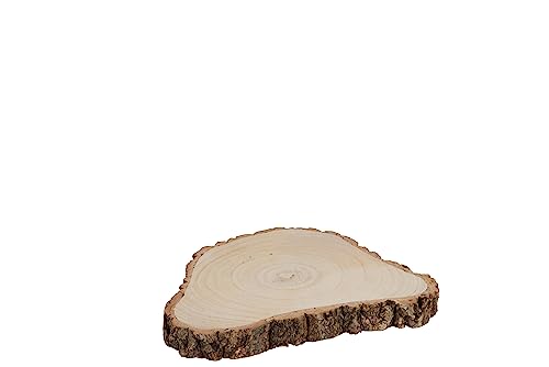 J-Line Baumscheibe Groß 30 cm, Holzscheibe, Holzbrett Deko, dekoratieve Holzplatte als Serviertablett, Tischdeko oder zum Basteln, multifunktionale Baumscheibe aus Paulownia Holz, 30 x 27,5 von J-Line