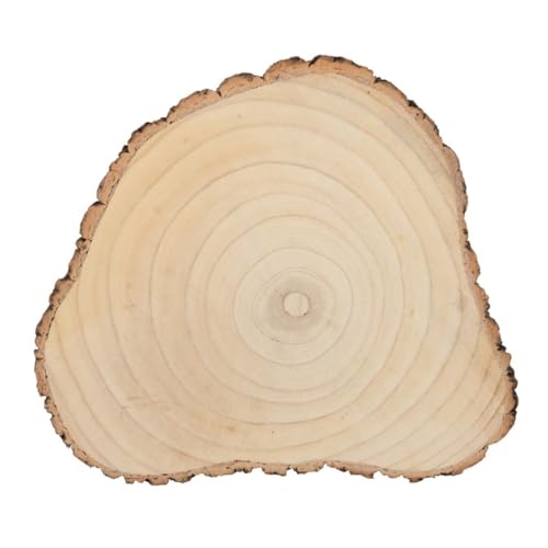 J-Line Baumscheibe Groß 40 cm, Holzscheibe, Holzbrett Deko, dekoratieve Holzplatte als Serviertablett, Tischdeko oder zum Basteln, multifunktionale Baumscheibe aus Paulownia Holz, 40 x 34,5 cm von J-Line