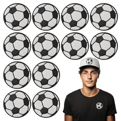 12 x Fußball-Aufnäher zum Aufbügeln, bestickte Applikation für Jacken, Hüte, Rucksäcke, Jeans von J.CARP