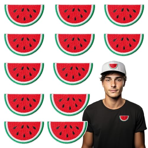 12 x Wassermelonen-Aufnäher zum Aufbügeln, bestickte Applikation für Jacken, Hüte, Rucksäcke, Jeans von J.CARP