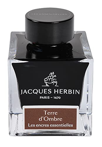 Jacques Herbin 13147JT - Tintenflakon 50 ml, für Füllfederhalter und Tintenroller geeignet, ideal für Kalligraphie und Kunstprojekte, Braun, 1 Stück von J.Herbin