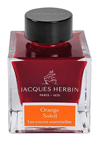 Jacques Herbin 13157JT - Tintenflakon 50 ml, für Füllfederhalter und Tintenroller geeignet, ideal für Kalligraphie und Kunstprojekte, Orange, 1 Stück von J.Herbin