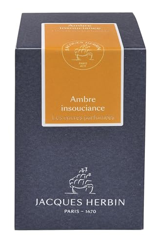 Jacques Herbin 14741JT - Tintenflakon 50 ml / Dufttinte / parfümierte Tinte, für Füllfederhalter und Tintenroller geeignet, ideal für Korrepondenz und Kalligraphie, Bernstein, 1 Stück von J. Herbin