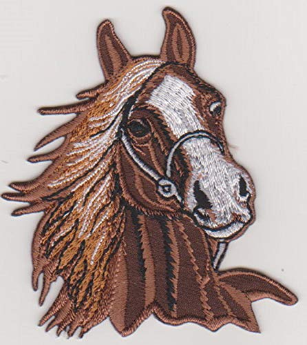 Aufnäher Bügelbild Aufbügler iron on Patch Pferd Pferdekopf Reiten Sport Cowboy (braun) von JAB Seller