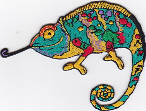 Aufnäher Bügelbild Aufbügler iron on Patch buntes Chamäleon chameleon von JAB Seller