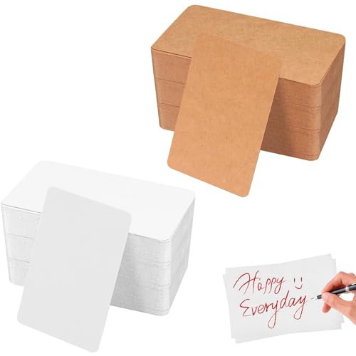 400 PCS Blanko Karten postkarten, Karteikarten Papier Karten, Kraftpapier Karten zum Gestalten für DIY Grußkarten Einladungen Hochzeitskarten (90 * 54 mm) von JABNOW