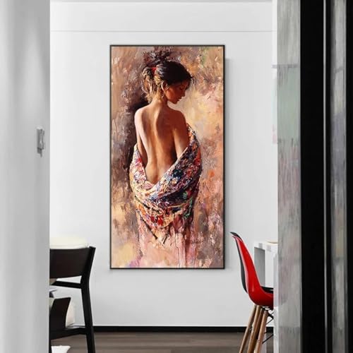 JACBON Abstrakte nackte Frau, Ölgemälde auf Leinwand, sexy Schönheit, Poster und Drucke, moderne Wandkunst, Bilder für Wohnzimmerdekoration, 50 x 120 cm (20 x 47 Zoll), Innenrahmen von JACBON