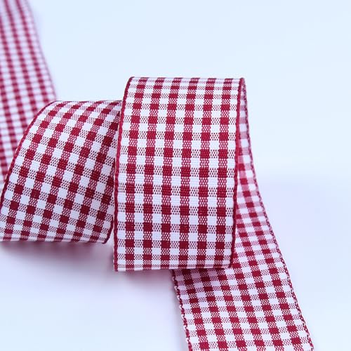 Jackanna Büffel Plaid Verdrahtet Bänder Kariertes Band für Bunte Dekos & Geschenkverpackungen, Kariert Bänder Winter Kranzbänder für DIY Basteln Geschenk Verpackung Bögen (Farben 008, 25mm(50Yard)) von JACKANNA