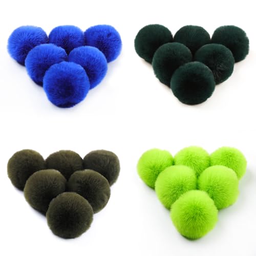 Jackanna Bunte Plüsch Pom Poms Flauschige Plüsch Pom Poms Kunstpelz Pom Poms Für Hut Hut Schuhe Schal Weihnachtsdekoration Anhänger Schlüsselanhänger DIY Zubehör (4 Farben (24Stück)-8) von JACKANNA