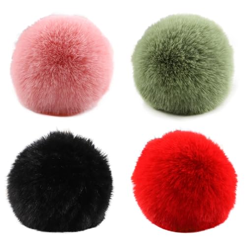 Jackanna Pompons zum Basteln Pelz Ball bunten Plüsch Ball Anhänger Zubehör Kleidung Schuhe Zubehör künstlichen kleinen Pelz Ball (4 Farben-2) von JACKANNA