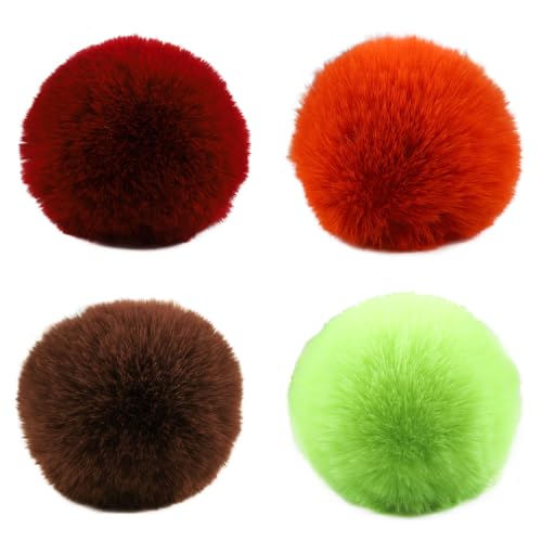 Jackanna Pompons zum Basteln Pelz Ball bunten Plüsch Ball Anhänger Zubehör Kleidung Schuhe Zubehör künstlichen kleinen Pelz Ball (4 Farben-3) von JACKANNA