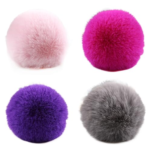 Jackanna Pompons zum Basteln Pelz Ball bunten Plüsch Ball Anhänger Zubehör Kleidung Schuhe Zubehör künstlichen kleinen Pelz Ball (4 Farben-4) von JACKANNA