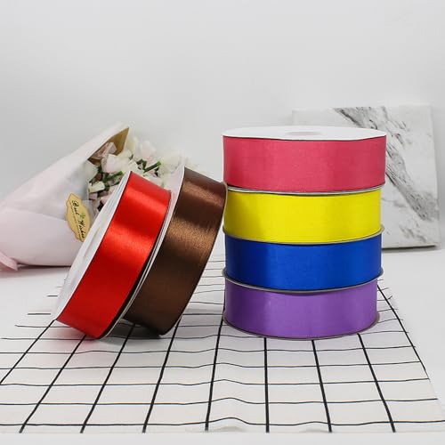 Jackanna Satinband Geschenkband Breit, Schleifenband Seidenband Stoffband zum Basteln Geschenkverpackung, Dekoband für Weihnachtsdeko Hochzeit Geburtstag Party (6-Farben-Kombination, 600-Yard) von JACKANNA