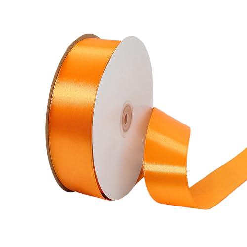 Jackanna Satinband Geschenkband Breit, Schleifenband Seidenband Stoffband zum Basteln Geschenkverpackung, Dekoband für Weihnachtsdeko Hochzeit Geburtstag Party (Orange, 100-Yard) von JACKANNA