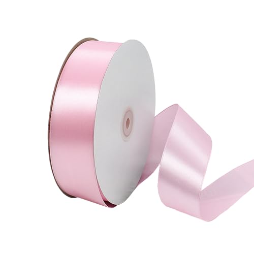 Jackanna Satinband Geschenkband Breit, Schleifenband Seidenband Stoffband zum Basteln Geschenkverpackung, Dekoband für Weihnachtsdeko Hochzeit Geburtstag Party (Rosa, 100-Yard) von JACKANNA