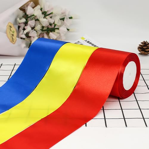 Satinband Rot, 22 m Rotes Band Große Schleife Satinband, Schleifenband Rot Breit für Verpacken von Geschenken Weihnachten Hochzeit Dekorieren Eröffnungszeremonie (3-Farben-Kombination03, 3cm breit) von JACKANNA