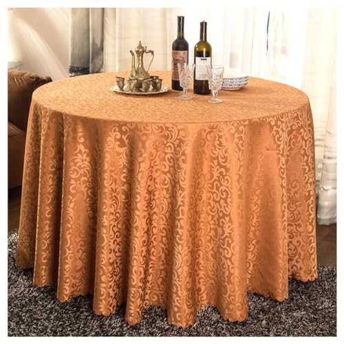 JAELA Abwaschbare runde Tischdecke, Polyester-Tischdecke, dekorative Tischdecken für drinnen und draußen, Tischdecke für Küche, Abendessen, Party, Hochzeit, Hotel (Farbe: Orange, Größe: 180 cm) von JAELA