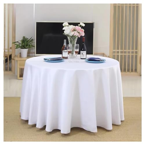 Tischdecke Runde Tischdecken Polyester Tischläufer Abwaschbar Tischtuch Tischwäsche for Küche, Esszimmer, Esstisch, Couchtisch, Party, Geburtstag, Hochzeit Gartentisch (Color : White, Size : 260cm) von JAELA