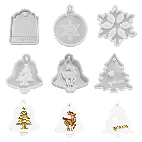 JAHEMU Weihnachten Resin Silikon Form Silikon Anhänger Epoxidharz Form Resin Mold für DIY Anhänger Making Tool 6pcs von JAHEMU