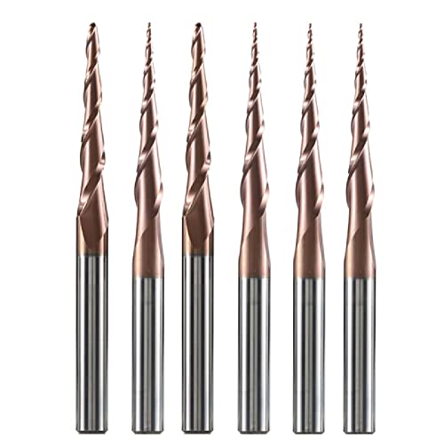 1pc HRC62 Wolframkarbid Tapered Ball Nose Schaftfräser CNC Gravur Carving Router Bits Fräser für Holz und Metall,R0.25-30.5-75-D6 von JAINGU