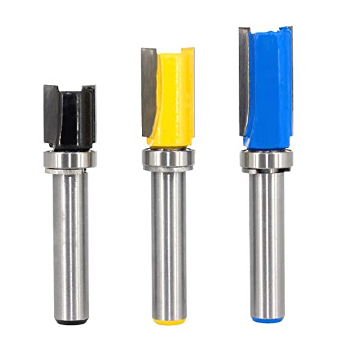 3pcs 8mm Shank Flush Trim Router Bit Pattern Bit Top Bottom Bearing 1/2" Blade Template Wood Milling Cutter Carpenter MC02210 von JAINGU