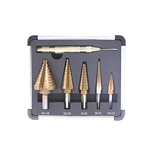 6pcs HSS Titanium High Speed Steel Cobalt Step Drill Bits Set High Speed Steel Center Drill Bits Punch for Accurate Locator Tool von JAINGU