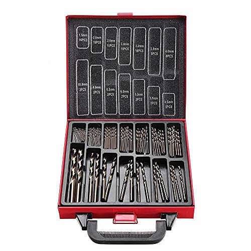 99pcs / Box HSS-CO M35 Kobaltbohrer Set 1 5-10mm Länge Twist Bohrer mit Metallkasten für Holzbohrungen von JAINGU