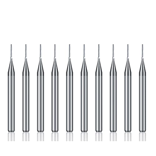 JAINGU 10 stücke 0,5-3,175mm PCB Fräser Set Hartmetall CNC Fräser Werkzeuge PCB Maschine Gravur Bit 3,175mm Schaft CNC Schaftfräser,10 Stück 0,5 mm von JAINGU