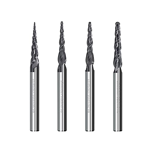 JAINGU 1pc Milling Cutter 1pc R0.25/R0.5/R0.75/R1.0 3.175mm Shank Tapered Ball Nose End Mill Carbide Wood Engraving Bit CNC Router Bit,R0.25xD3.175x15x40L von JAINGU