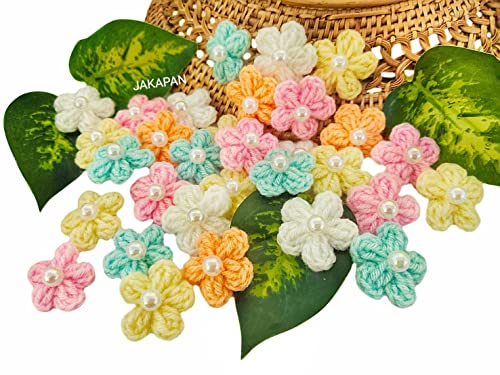 JAKAPAN Handgefertigte schöne gehäkelte Blumen Blütenblätter Handwerk Nähen Häkelblumen Applikationen Verzierungen (Pastell) von JAKAPAN