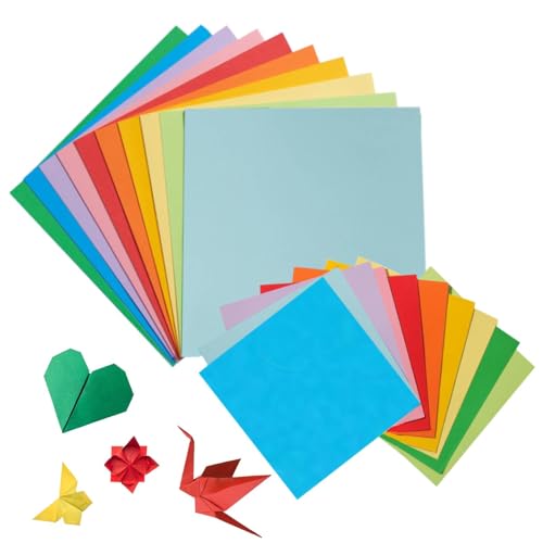 200 Blatt Origami Papier, Buntes Papier 20 x 20cm &15 x 15cm, Doppelseitig Quadratisch Faltpapier Set für Schule Familie DIY Kunst Bastelprojekte von JALEVID