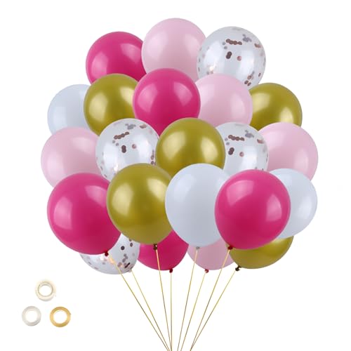 JALVPI Luftballons, 100 Stück 12 Zoll (30cm) 2.8g/pcs Latex luftballons für helium hochzeit, Luftballons Geburtstag, Jubiläen und Feiern Geburtstag Deko, Party Deko(Rosa Pink) von JALVPI