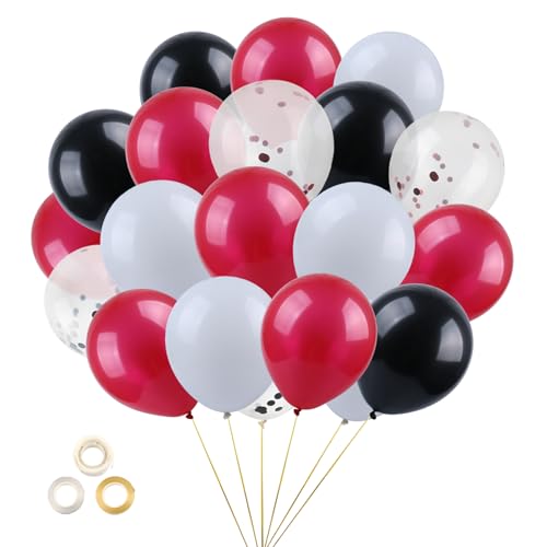 JALVPI Luftballons, 100 Stück 12 Zoll (30cm) 2.8g/pcs Latex luftballons für helium hochzeit, Luftballons Geburtstag, Jubiläen und Feiern Geburtstag Deko, Party Deko(Rot Schwarz) von JALVPI