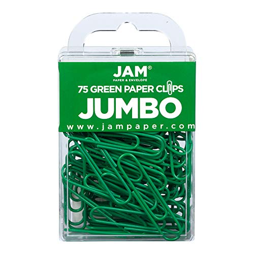 JAM PAPER Farbige Jumbo Büroklammern - Groß 50,8 mm - Grüne Büroklammern - 75/Packung von JAM Paper