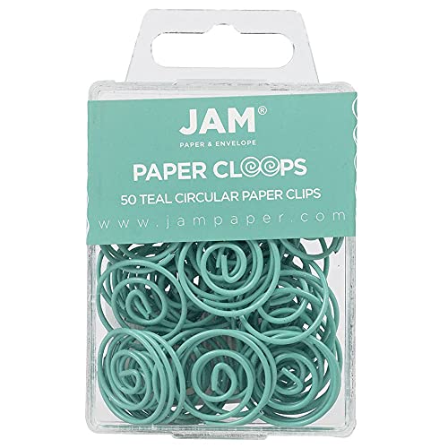 JAM PAPER Kreisförmige Büroklammern - Runde Büroklammern - Teal - 50/Packung von JAM Paper