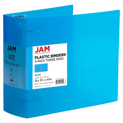 JAM PAPER Ringbuch aus Kunststoff, Ringbücher, 10,2 cm, Blau, 1 Stück von JAM Paper