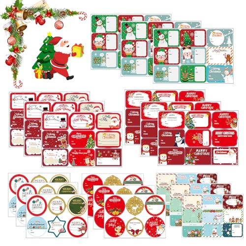 JAMSSOW 144 Stück Weihnachtssticker zum Beschriften,Geschenkaufkleber Weihnachten,Weihnachtsaufkleber Selbstklebend,Aufkleber Etiketten für Umschlag Verpackung Geschenk für Weihnachtsdeko von JAMSSOW