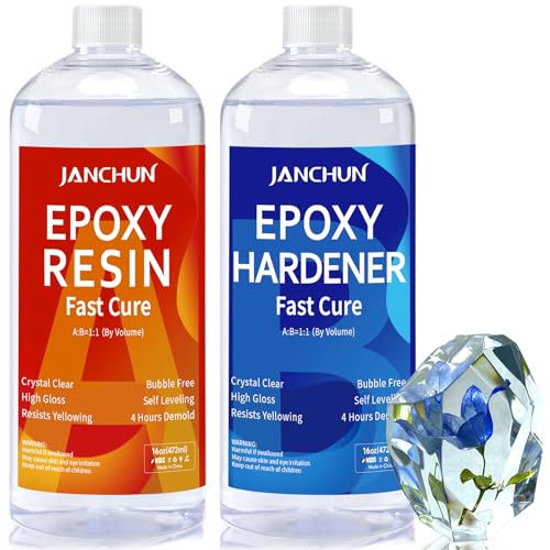 JANCHUN 944ml/32oz Epoxidharz Set Anfänger Epoxidharz Mit Härter- 1: 1 Premium Harz Kristallklares Gießharz für Holz, Kunst, Aquarium, Handwerk, Schmuckherstellung, Flusstische Harz (32oz(944ml)) von JANCHUN