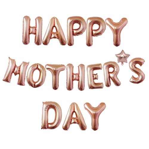 Happy Mothers Day Ballon, Muttertagsdekoration, Roségold, aufgeblasene Muttertagsballons, Partyzubehör für Fenster, Baum, Türen von JANEMO