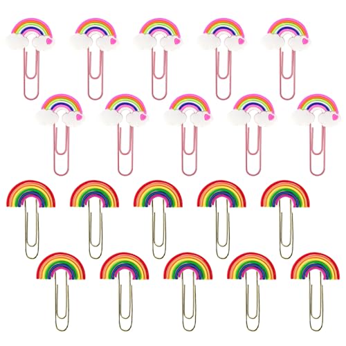 JANKOW Büroklammern in Regenbogenwolkenform, Cartoon-Regenbogen-Büroklammern, PVC-Weichgummi-Büroklammern, Aktenklammern, Notizklammern für Notizbuch, Bürozubehör, Dokumentenorganisation von JANKOW