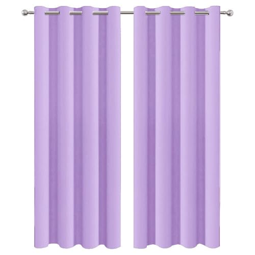 Vorhänge Verdunkelungsvorhänge Schlafzimmer Privatsphäre Vorhänge Weiche Einfarbige Vorhänge Thermisch Isolierte Vorhänge Für Wohnzimmer Und Schlafzimmer ,2 Paneele-Purple||W52*H108"/132*274cm von JANMEYO