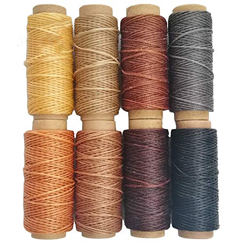 JANYUN 241 Meter 150D Lederschnur, 30M x 1MM Lederbänder 8 Farben Lederband Kette Leder Nähschnur für Leder Craft DIY von JANYUN