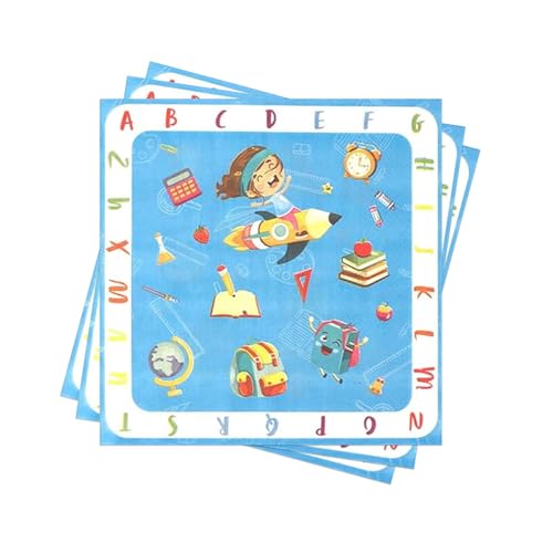 JAONLD 60 Pièces Serviette de Table Enfant avec ABC Serviette Papier Scolaires pour la Rentrée Serviettes fête,33 * 33cm Décorations pour la Rentrée Scolaire pour fêtes Anniversaire Ecole von JAONLD