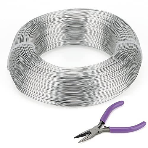 JAPCHET 200 m Aluminium-Basteldraht, 1 mm Metalldraht mit Drahtschneider, biegbarer Draht für Bastelarbeiten, Schmuckherstellung, Silber von JAPCHET