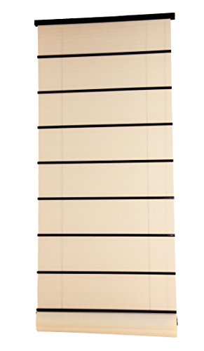 JAPONIKA Raffrollo Manöver Kordel Stoff Polyester/Latte Holz schwarz Lack 140 x 8 cm von JAPONIKA